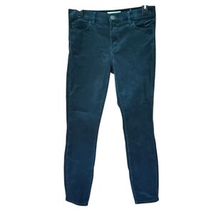 LOFT‎ Women's Pants Sz P 26/2 Dark Forest Green Velvet Fabric Modern Skinny Fit